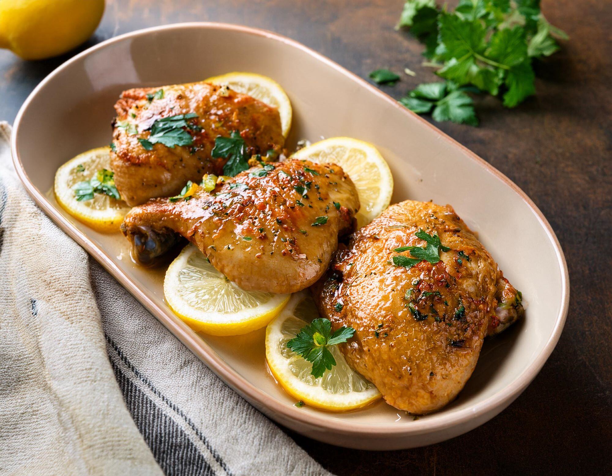 Fermented Lemon Chicken thighs reduced