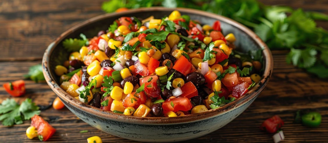 Mexican corn salad with black beans reduced