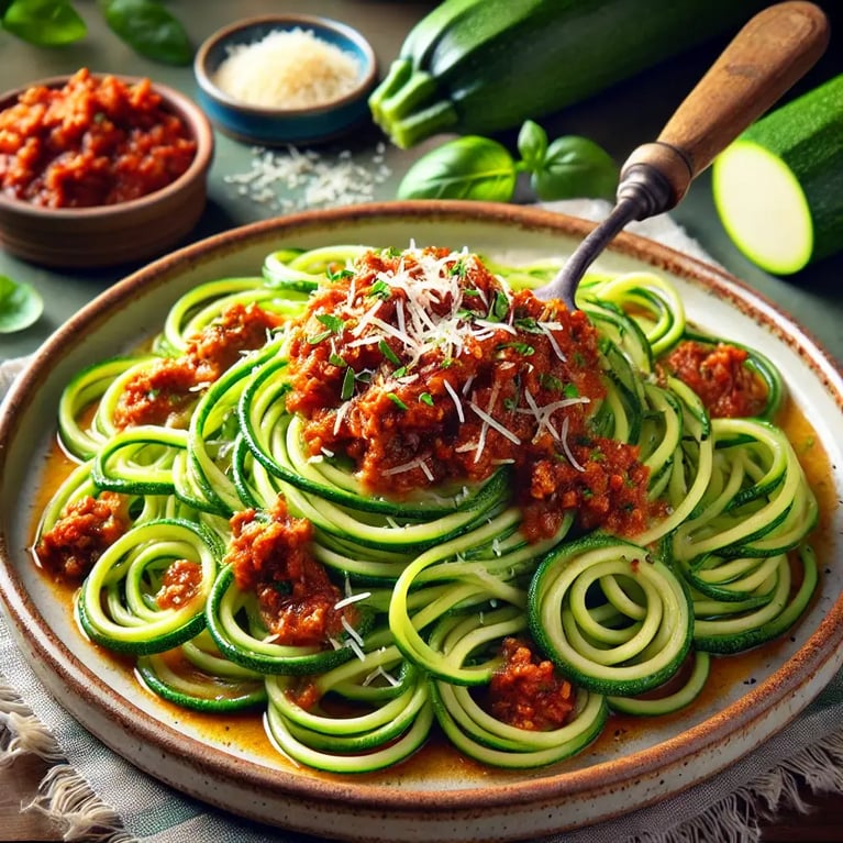 zucchini noodles with turkey bolognese