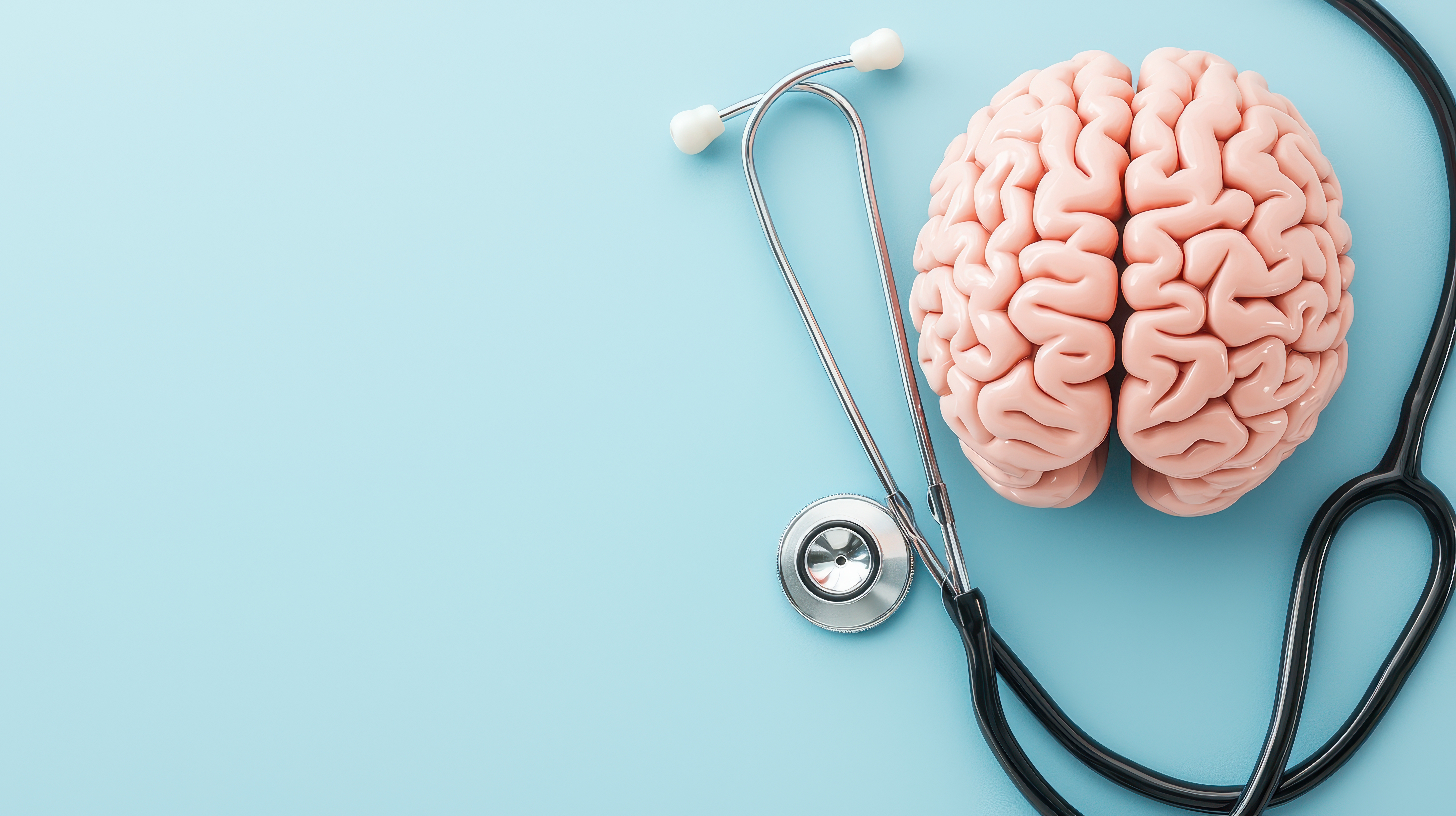 brain-health-concept-stethoscope-brain-model-blue-background brain-health-concept-stethoscope-brain-model-blue-background